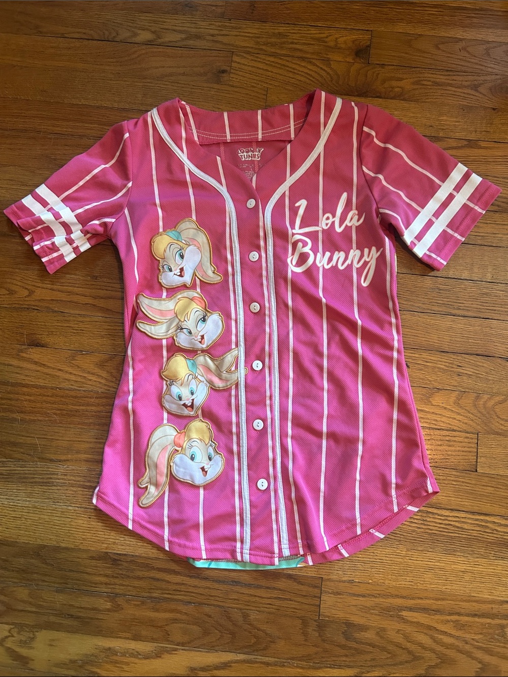 Warner Bros. Pink Lola Bunny Striped Button-Up Jersey